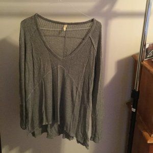 Free People Thermal V Neck Long Sleeve Top